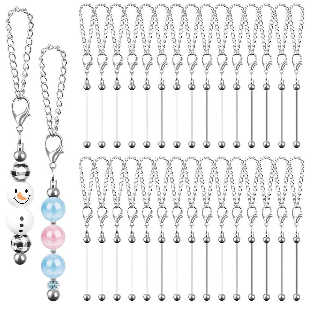6691 30 PCS Beadable Keychain Bars Bulk, Metal Blank Keychain Bars